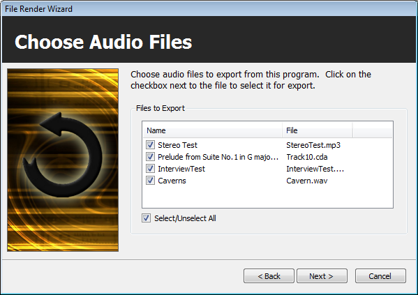 Choose audio files to render